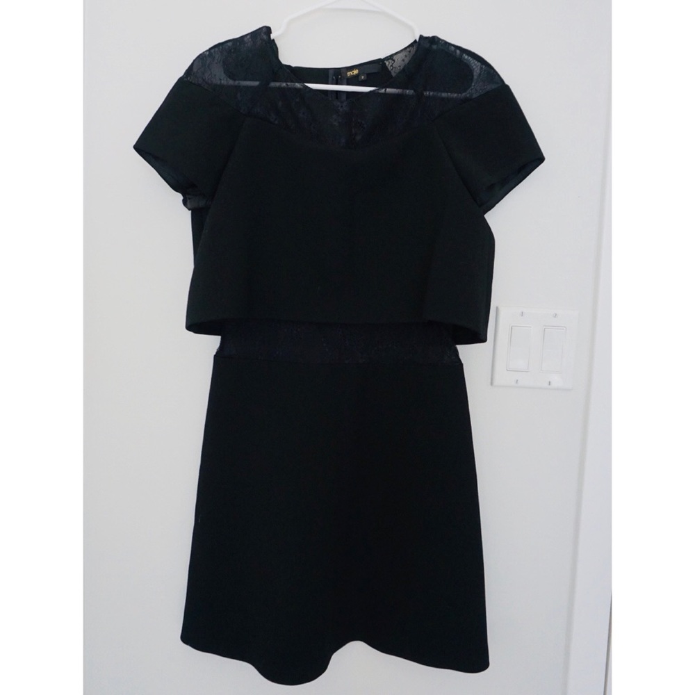 Maje Black Dress with Lace